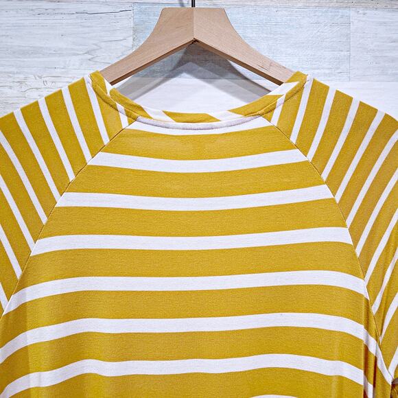 Matilda Jane Long Sleeve Jersey Knit Tunic Top Yellow White Stripe Womens Large - Picture 4 of 6